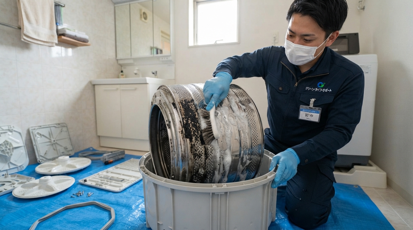 洗濯機分解洗浄クリーニングのイメージ